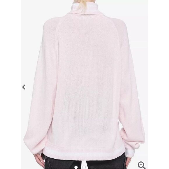 Hot Topic Strawberry Milk Cow Turtleneck Sweater Pink Medium Nwot - Picture 6 of 7